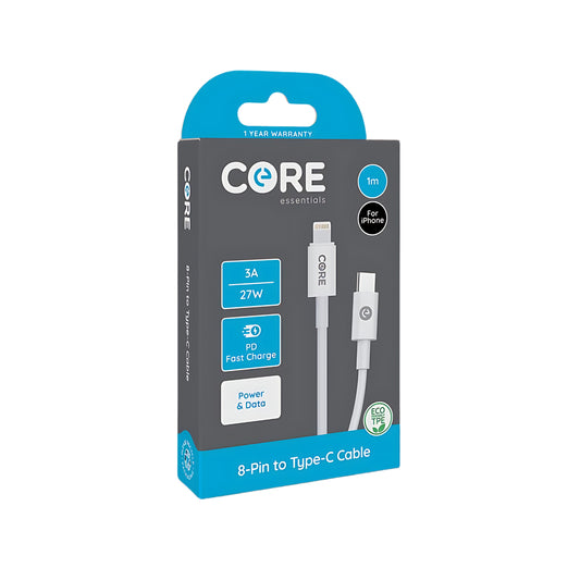 Core 8-Pin to Type-C Cable 1m TPE White 3A/27W PD